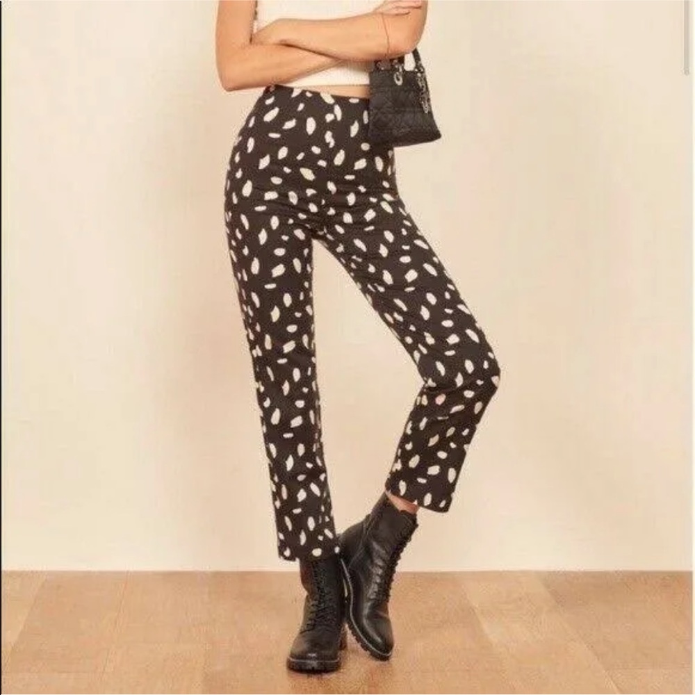 Reformation Marlin pant pebble dotted black and white print twill